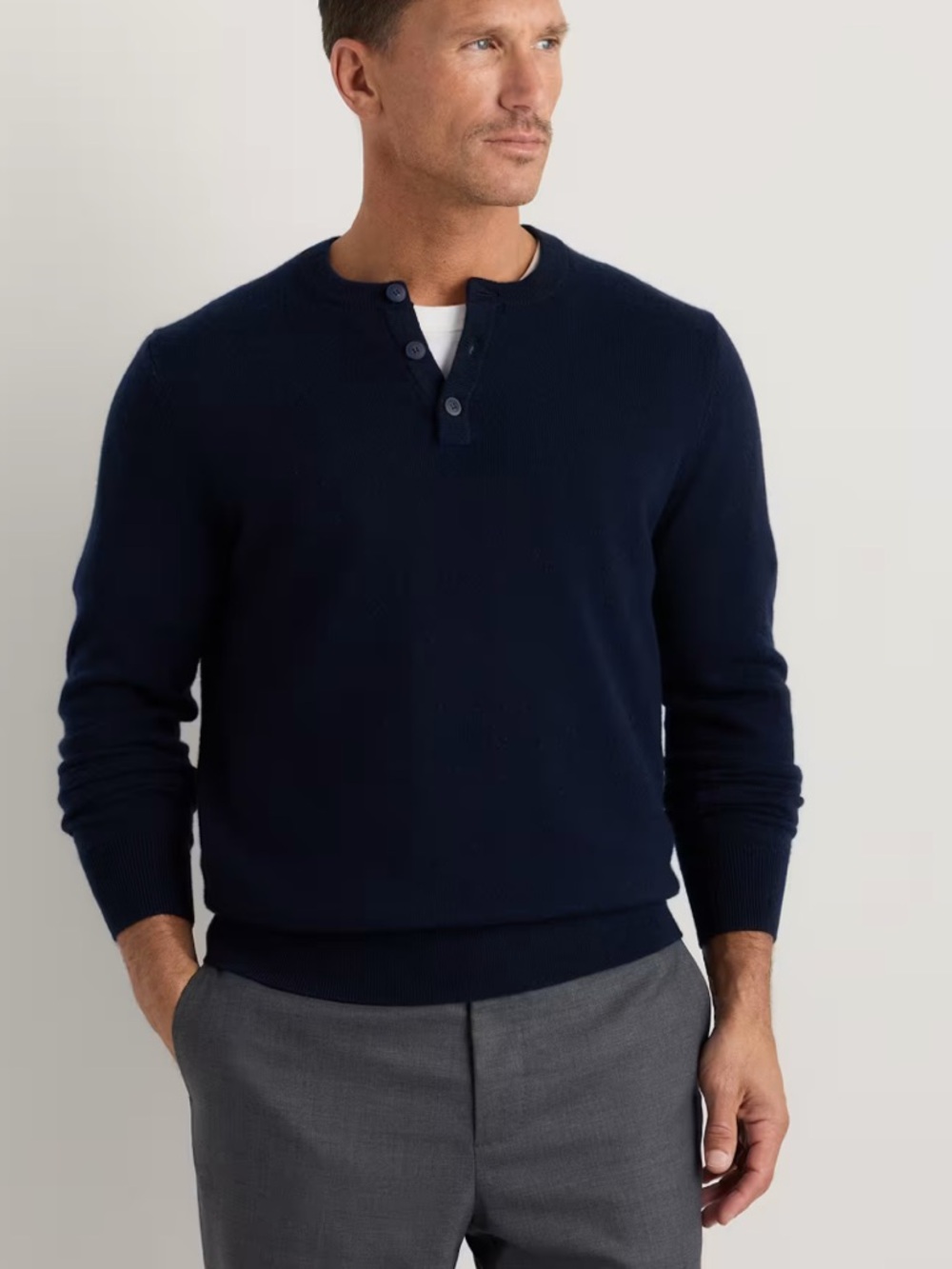 Bonobos Cashmere Henley Sweater - Navy